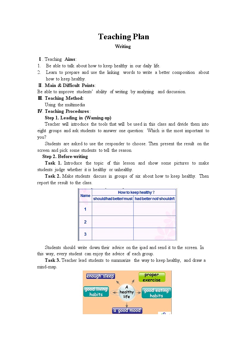 八年级下英语unit 1 what's the matter Section B  教案201