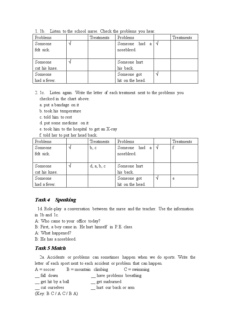 八年级下英语unit 1 what's the matter Section B  教案303