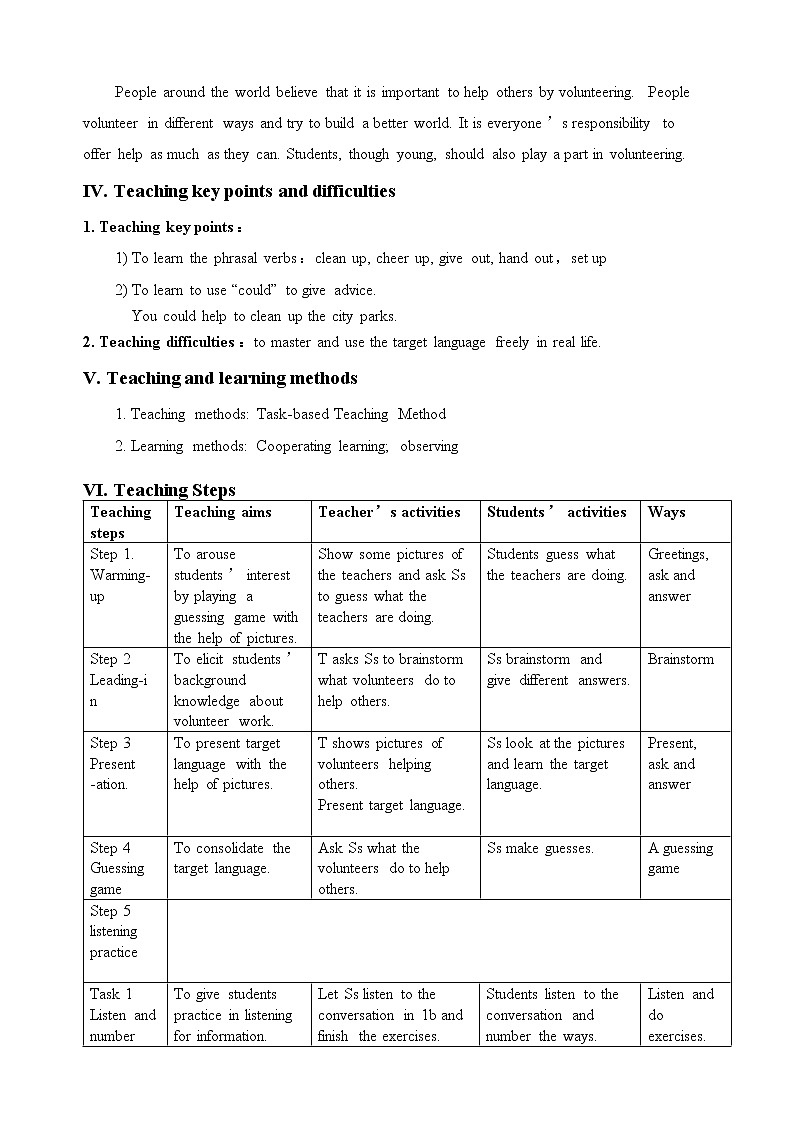 八年级下英语 Unit 2 I’ll help to clean up the city parks. Section A   教案402