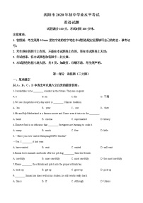 初中英语中考复习 精品解析：辽宁省沈阳市2020年中考英语试题（原卷版）