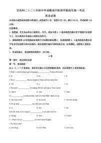 初中英语中考复习 精品解析：四川省甘孜州2020年中考英语试题（原卷版）