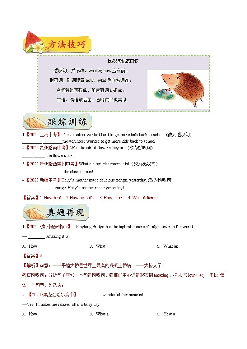 初中英语中考复习 考点19 感叹句-备战2021年中考英语考点一遍过 （解析版）第3页