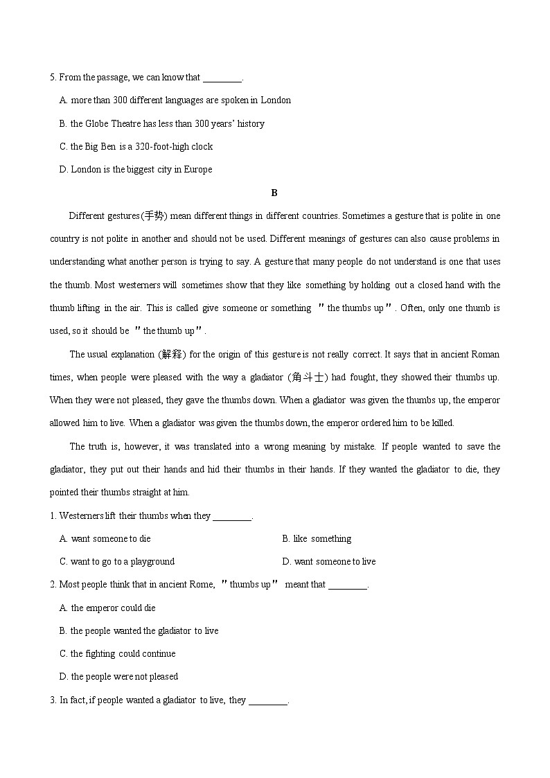 初中英语中考复习 考点41 阅读理解之说明文-备战2020年中考英语考点一遍过 试卷03