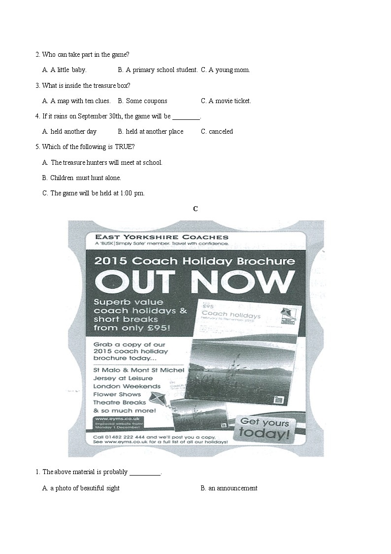 初中英语中考复习 考点43 阅读理解之应用文-备战2020年中考英语考点一遍过 试卷03