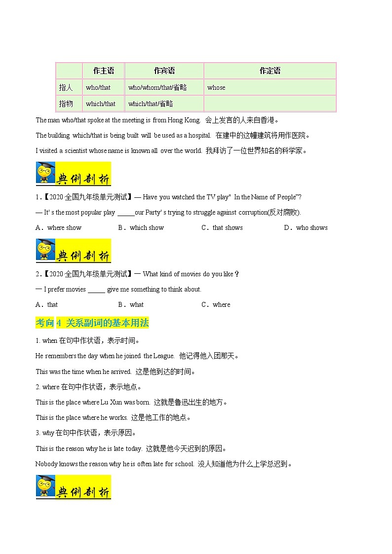 初中英语中考复习 秘籍06 定语从句-2021年中考英语抢分秘籍（原卷版）第2页