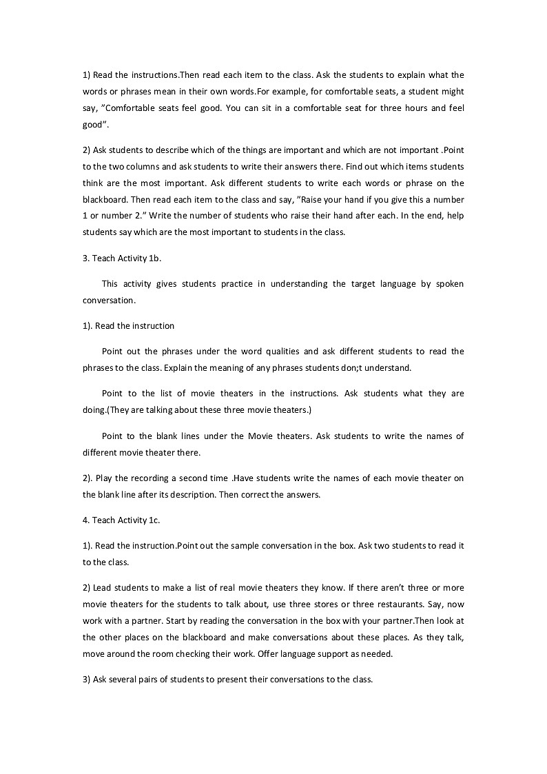 八年级上册英语 Unit 4 What’s the best movie theater？Section A  教案9第3页