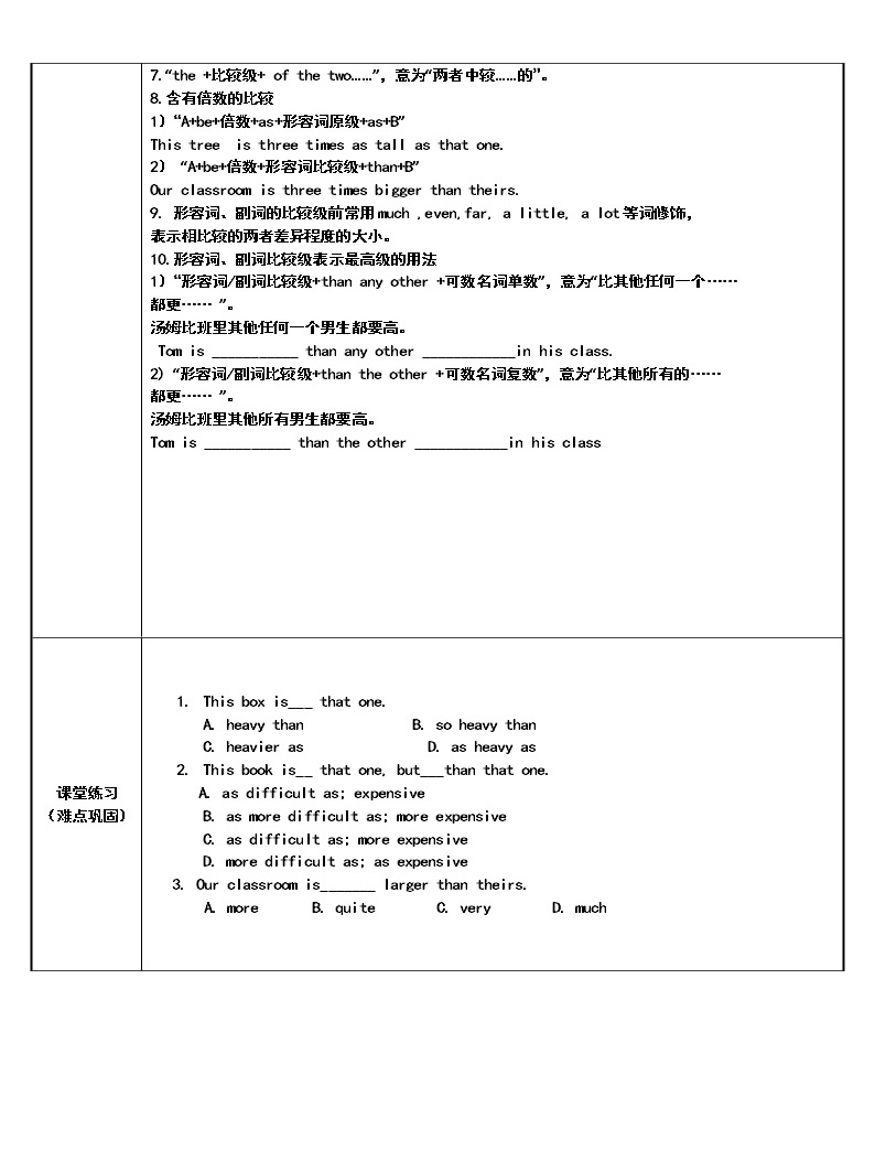 八年级上册英语 形容词副词比较级构成与句式结构 教案-教习网|教案下载