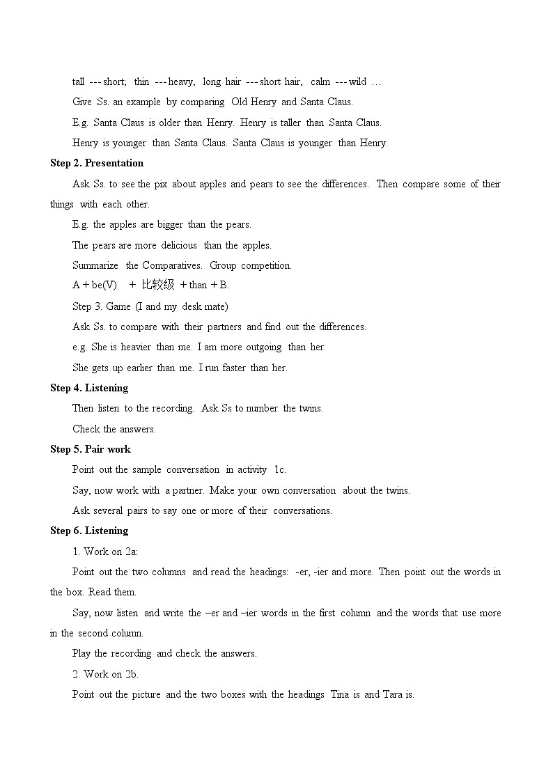 八年级上册英语 Unit 3 I’m more outgoing than my sister. Section A  教案02