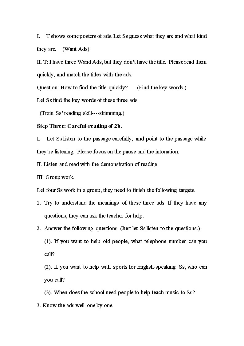 七年级下册英语  Unit 1 Can you play the guitar？Section B   教案9第2页