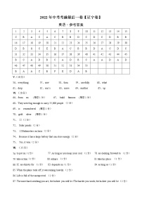 初中英语中考复习 英语-（辽宁卷）【试题猜想】2022年中考考前最后一卷（参考答案）