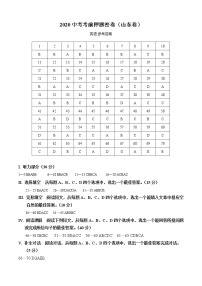 初中英语中考复习 英语-2020年山东中考考前押题密卷（参考答案）