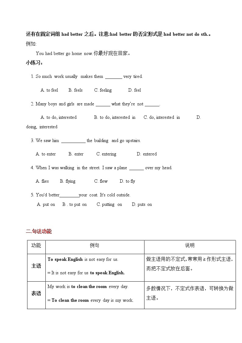 初中英语中考复习 中考专题：不定式（答案不全）第2页