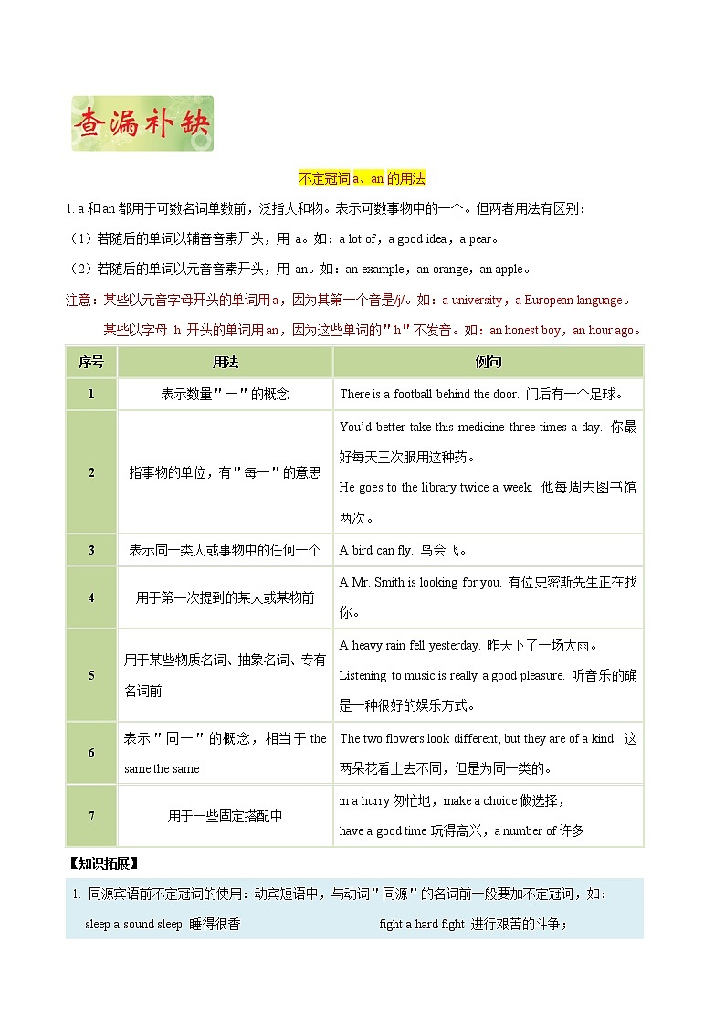 初中英语中考复习 专题 03 冠词 ——《破解2020年中考英语之易错易混点丢分题》（解析版）02