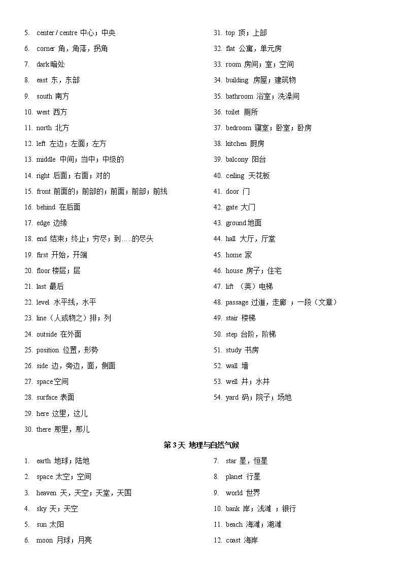 初中英语中考复习 专题01 14天搞定中考词汇基础篇-2019年中考英语考前冲刺必背必练词汇第2页