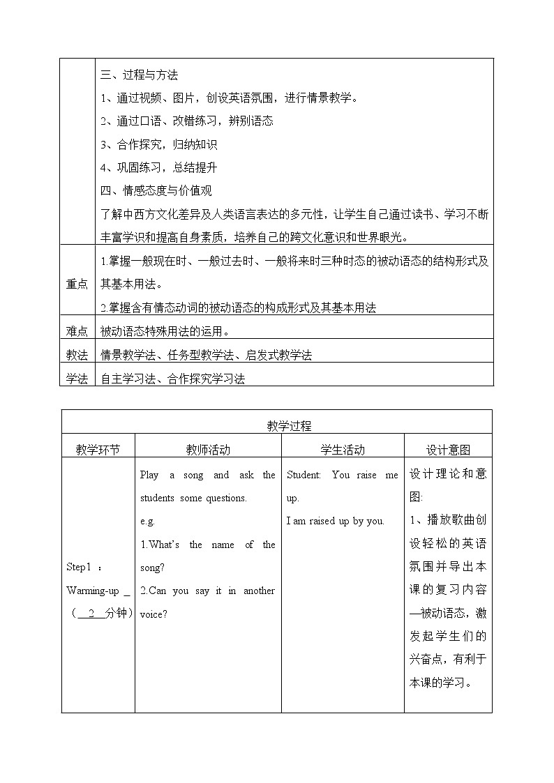 初中英语中考复习 语态专题复习教案02