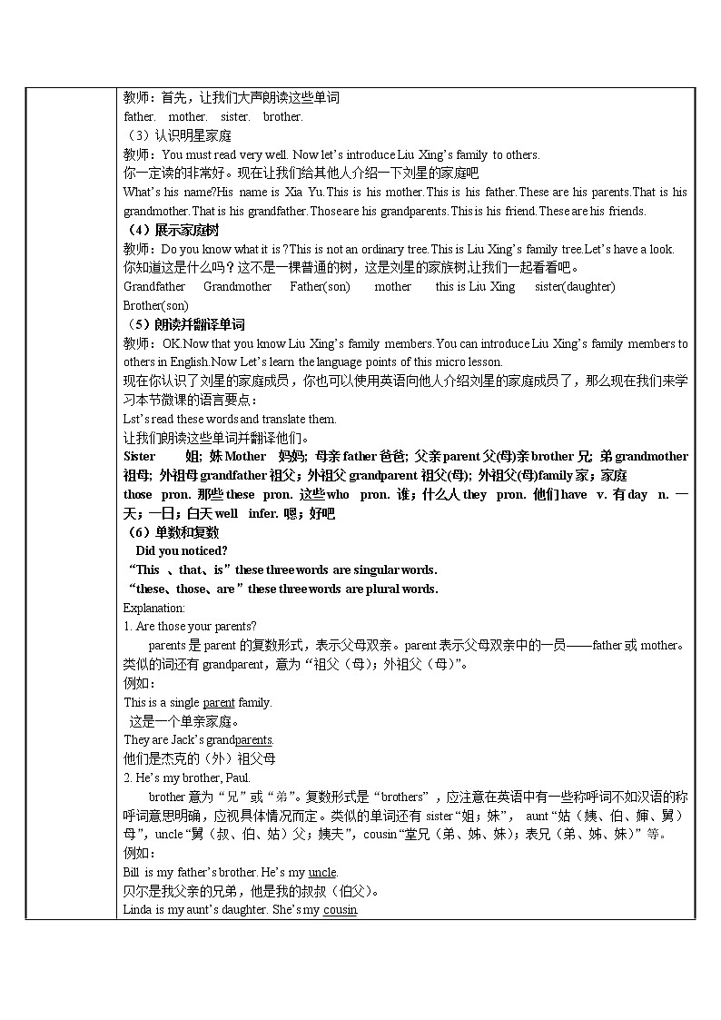 七年级上册英语  用This介绍家人和朋友  教案02