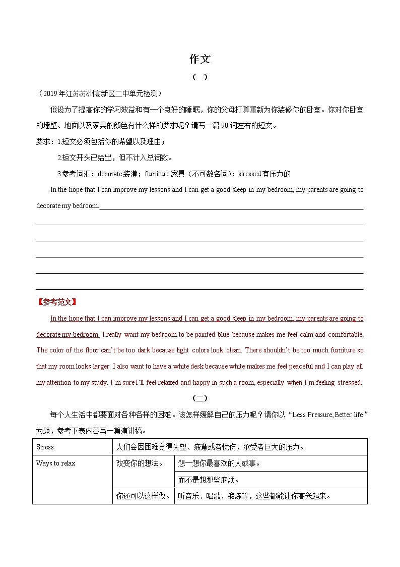 初中英语中考复习 专题15 作文（解析版）第1页