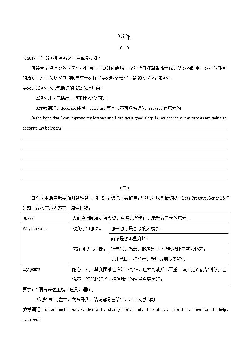 初中英语中考复习 专题15 作文（原卷版）第1页