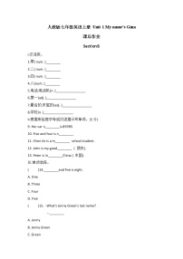 初中英语人教新目标 (Go for it) 版七年级上册Section B课后测评