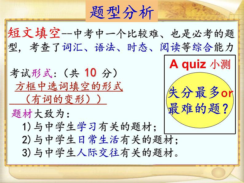 九年级英语（人教新目标）全一册 短文填空 复习课件第2页