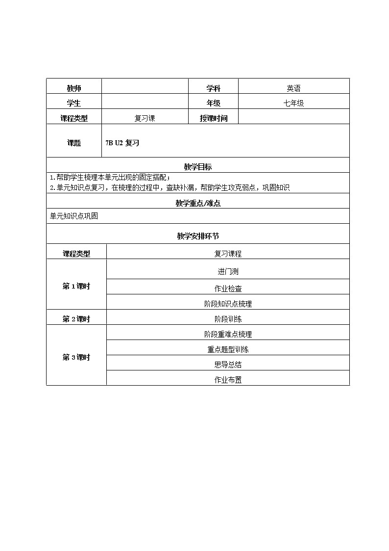 【寒假练习】译林版初一英语 寒假辅导学案（6）01