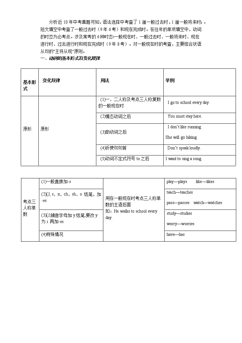 备战2023年新中考二轮英语专题导练 考点4 动词时态02