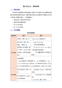 备战2023年春季英语新中考二轮复习热点透析 核心考点02 情态动词