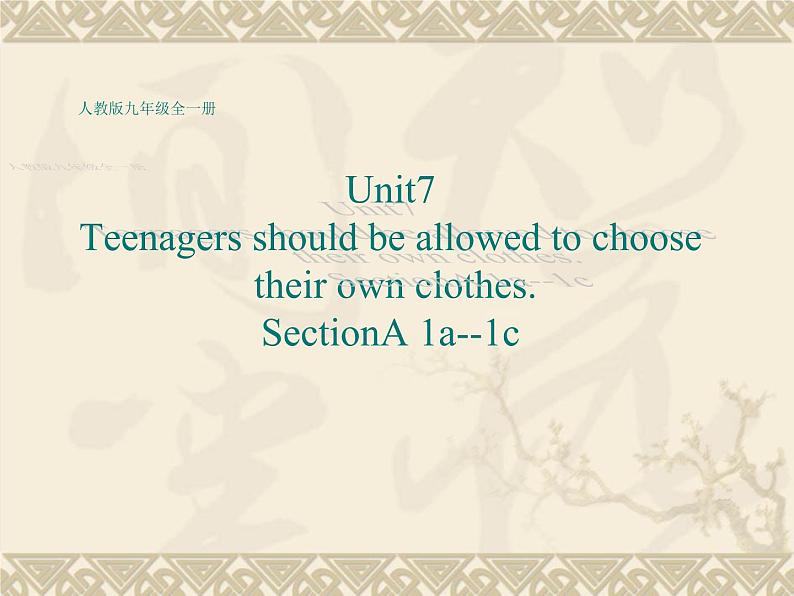 9年级人教版全一册 Unit 7 Teenagers should be allowed to  choose their own clothes.  Section A  课件601