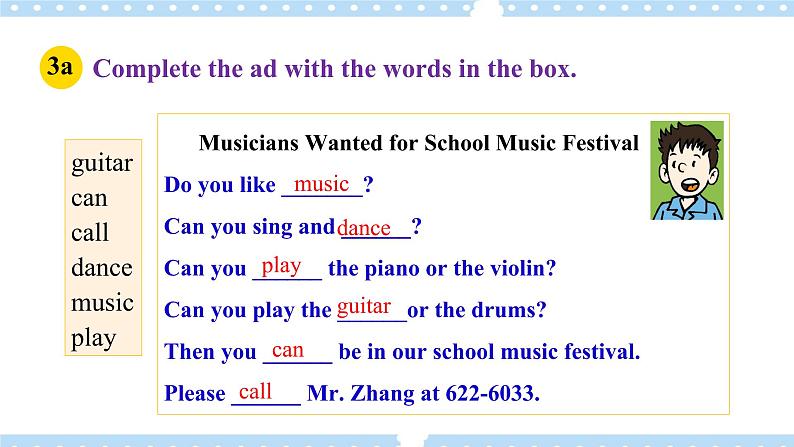 Unit 1 Can you play the guitar_ SectionB 3a-selfcheck 写作课件+导学案+视频05