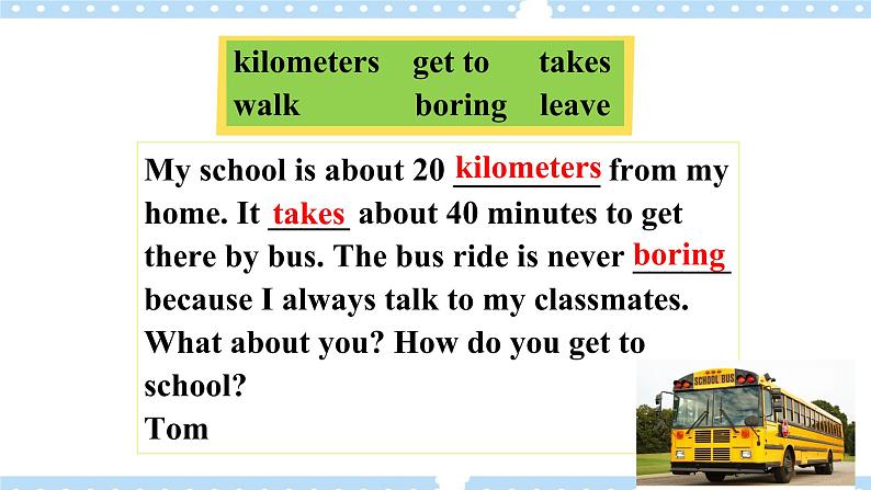 Unit3 How do you get to school ？ SectionB 3a-selfcheck 写作课件+导学案+视频08