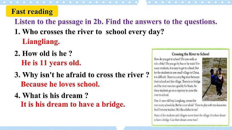 Unit3 How do you get to school ？SectionB 2a-2d阅读课件+导学案+音视频06