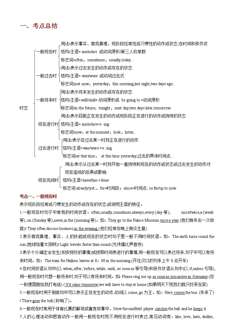 备战2023英语新中考二轮复习考点精讲精练（广东专用）突破 11 动词时态（解析版）第1页