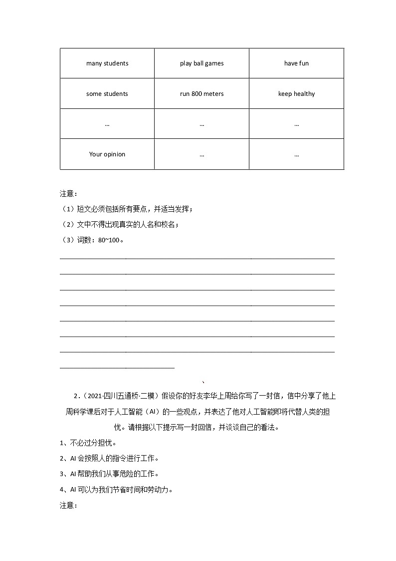  2023 英语新中考二轮复习热点透析 核心考点15 书面表达之热点话题类(原卷版)第2页