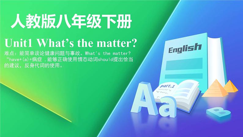 八年级英语人教版下册  Unit 1 What 's the matter.   课件2第1页