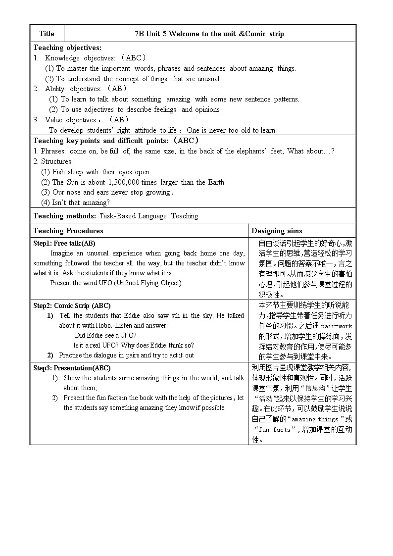 Unit5 教案 2022-2023 牛津译林英语七年级下册01