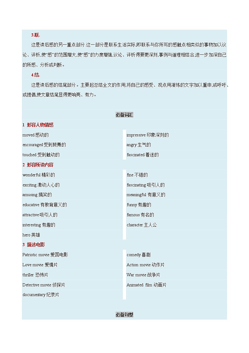 09. 应用文 -读后感，观后感  备战2023年中考英语书面表达（写作步骤+满分范文+词句积累）第2页