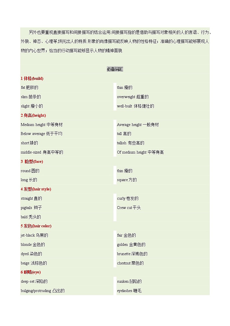 13. 描写文-人物+景物+地点描写  备战2023年中考英语书面表达（写作步骤+满分范文+词句积累）第2页