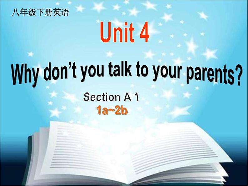 八年级人教版英语下册Unit 4 Why don’t you talk to your parents？Section A     课件01