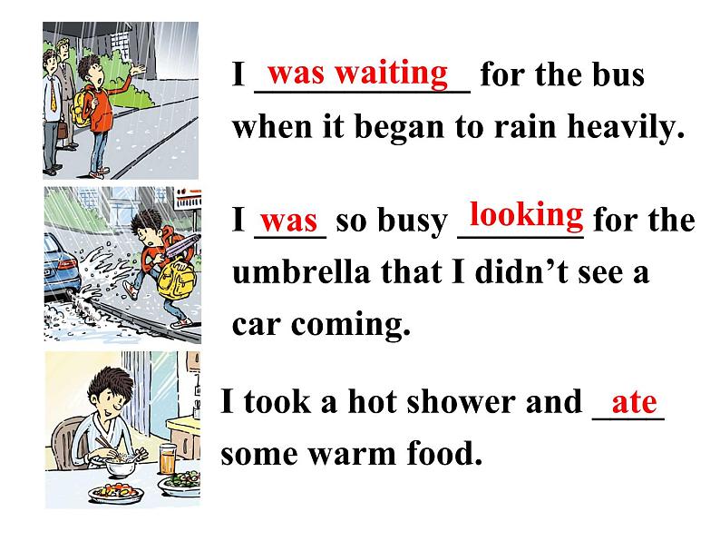 八年级英语人教版下册  Unit 5 What were you doing when the rainstorm came？Section A   课件07