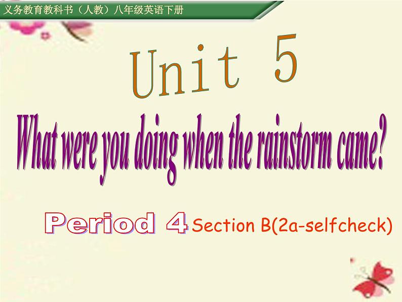 八年级英语人教版下册  Unit 5 What were you doing when the rainstorm came？Section B   课件01