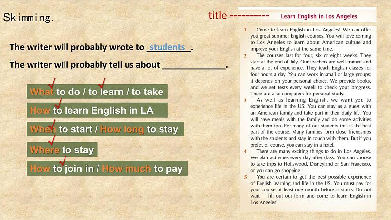 外研版英语八年级下册Module 7 Unit 2 Fill out a form and come to learn English in LA课件05