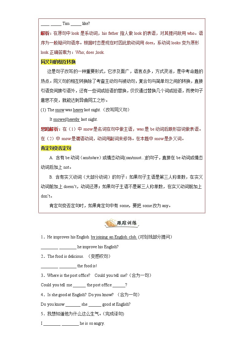 专题19 句型转换100题（知识讲解 重点训练）-2023年九年级英语上学期期末复习查缺补漏冲刺满分（人教版）第2页