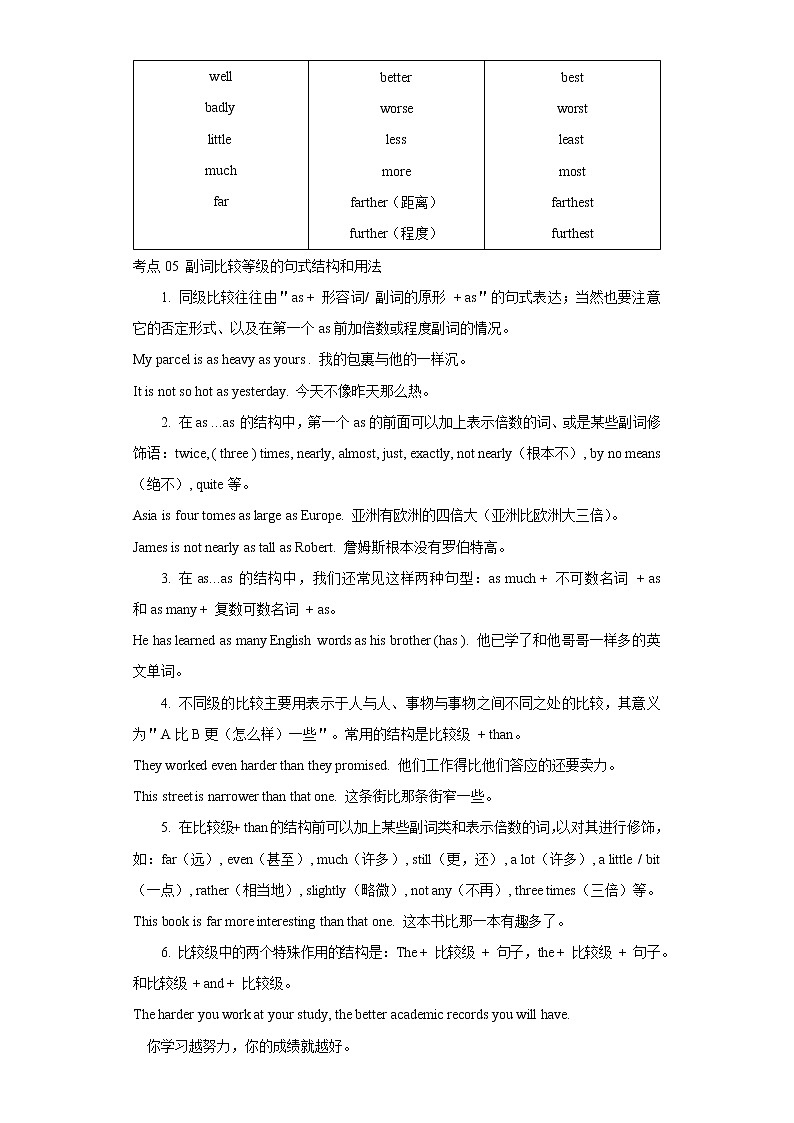 2022-2023 英语仁爱版新中考精讲精练 考点06副词03
