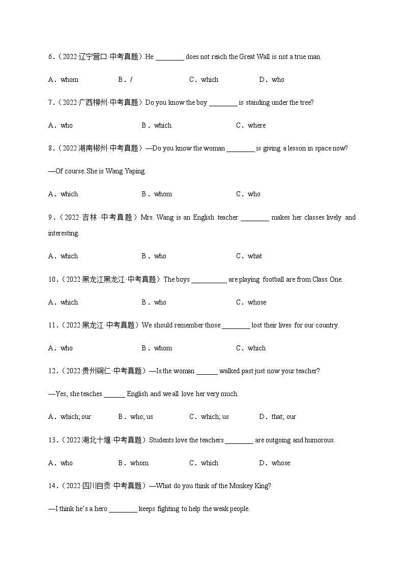 Module 11【刷语法】which和who引导的定语从句(重点语法提升练)-九年级英语上册单元模块满分必刷题（外研版）03