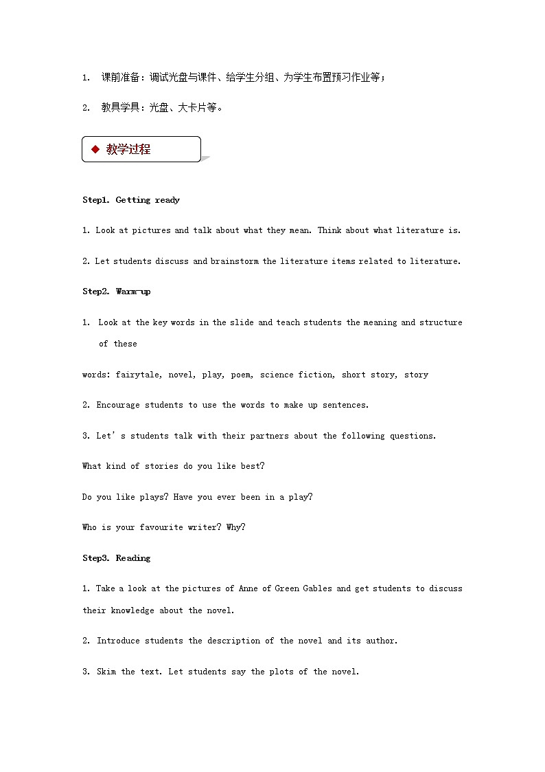 Unit 5 Literature《Lesson 13 Anne of Green Gables》课件+教案02