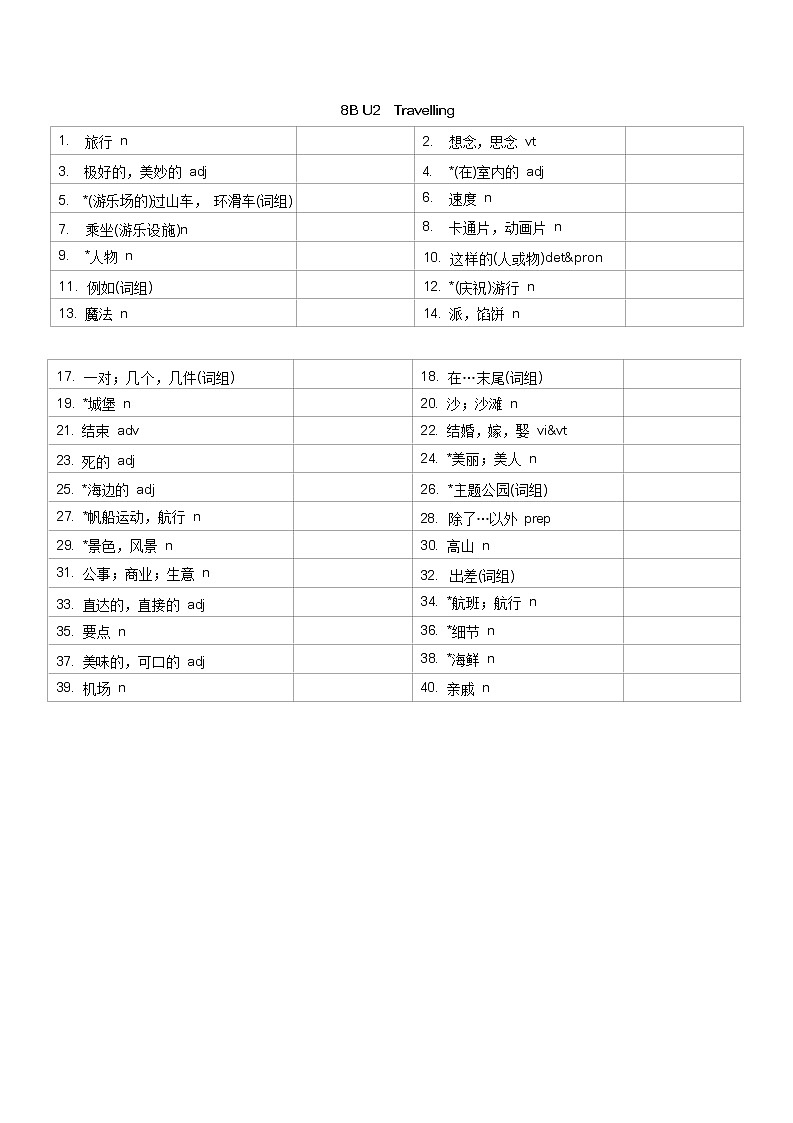 八下英语单词默写02