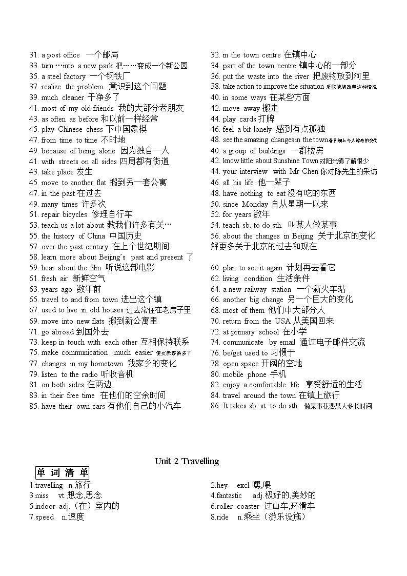 牛津译林版英语八年级下册重点知识清单背诵第2页