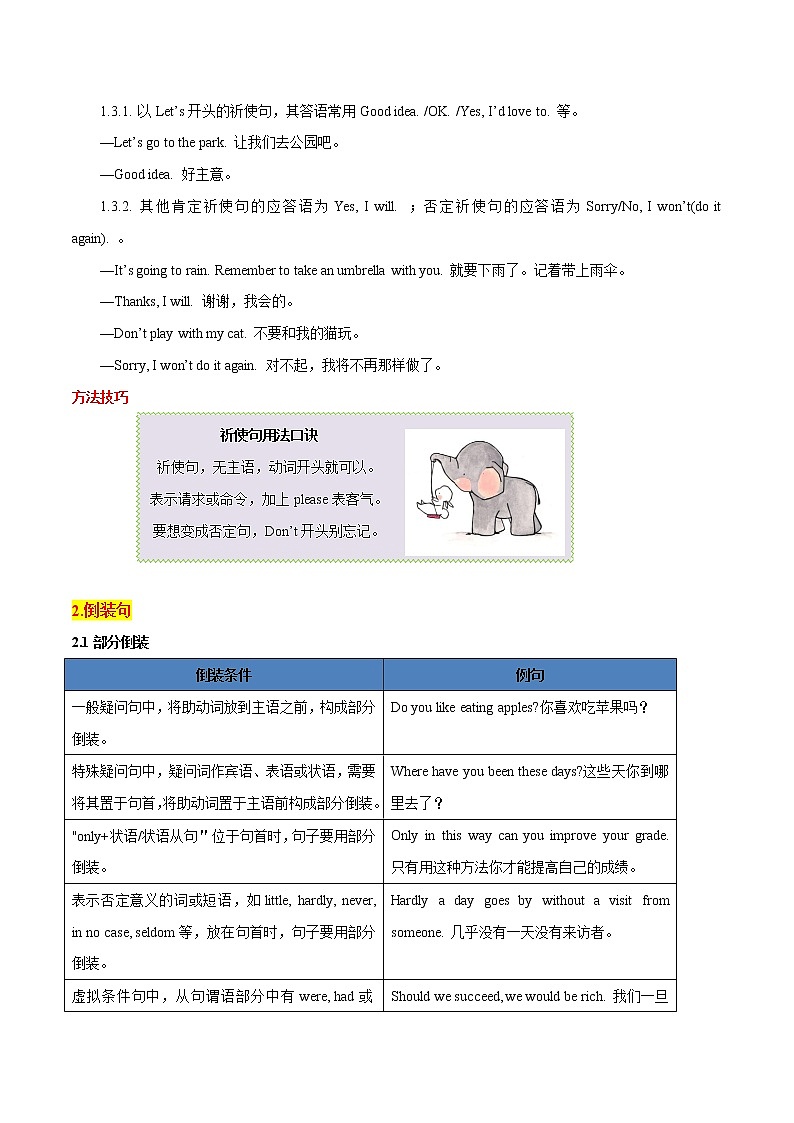【备考2023】中考英语重难点专题特训学案（全国通用）——19 祈使句、倒装句   （解析版）第2页