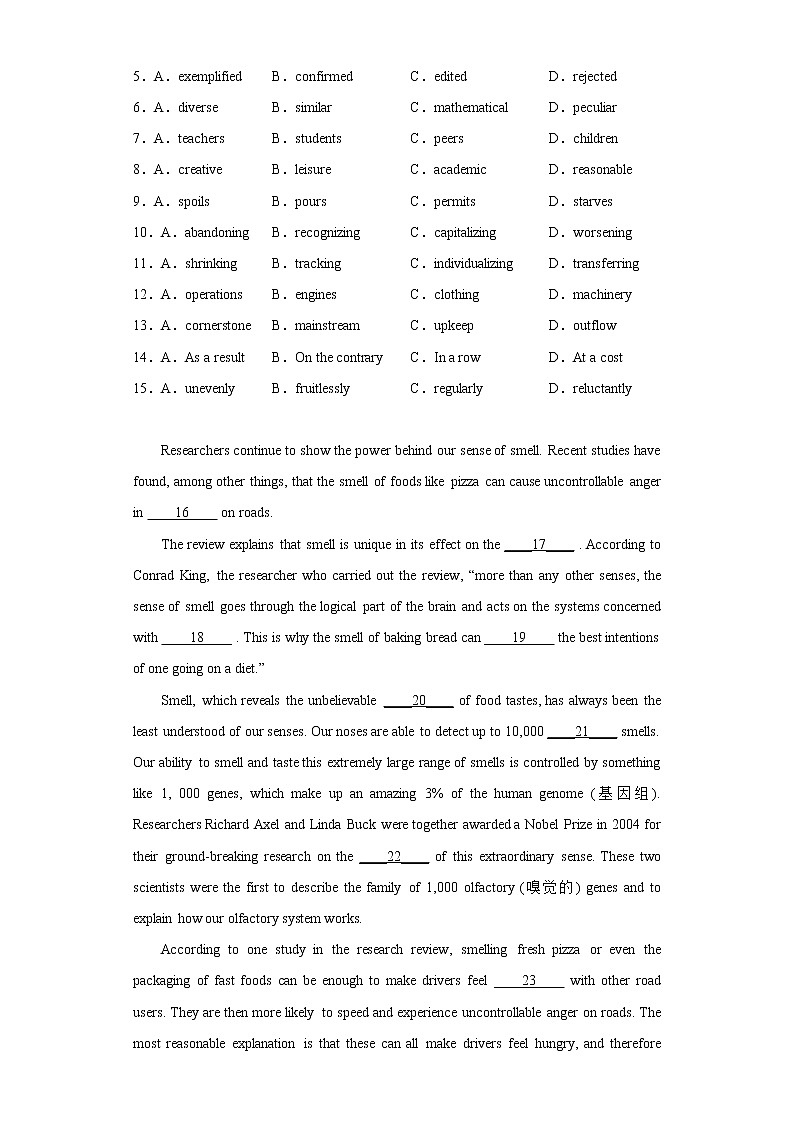 21. 完形填空（题干15个选项）（简明答案版）-版上海名校高中自主招生英语黄金宝典第2页