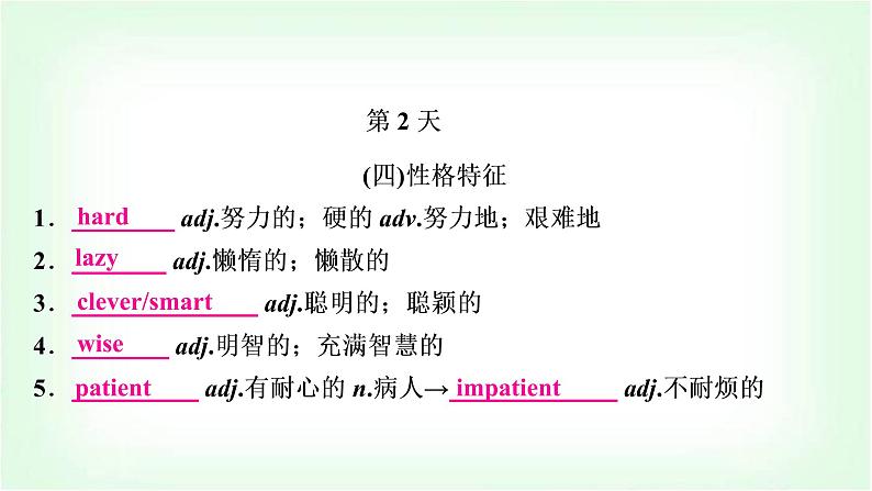 外研版中考英语复习第2天词汇背记课件第1页